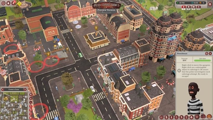 Policjanci oznaczeni są czerwonym kolorem - Gangsterzy | Poradnik na start | Pizza Connection 3 - Pizza Connection 3 - poradnik do gry