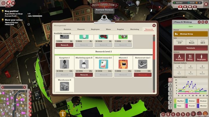 Przeprowadzamy badanie dotyczące rozmiaru restauracji - Kaszanka zamiast pizzy! | Opis przejścia Pizza Connection 3 - Pizza Connection 3 - poradnik do gry