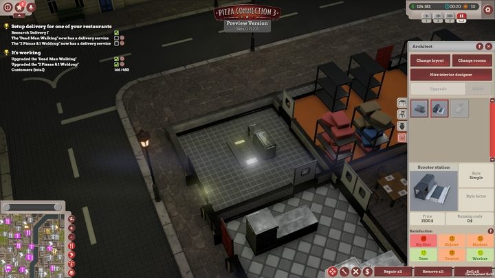 W garażu ustawiamy miejsce na skurter - Kaszanka zamiast pizzy! | Opis przejścia Pizza Connection 3 - Pizza Connection 3 - poradnik do gry