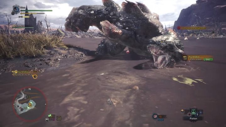 Charakterystyka: Duża wiwerna rybia z bagien Pustkowia Dizkowieży - Jyuratodus - taktyka, odporność, słabe strony | Monster Hunter World - Monster Hunter World - poradnik do gry