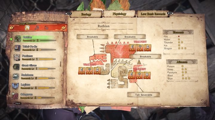 Jeśli chodzi o podatności tego stworzenia to czułym punktem jest - Rathiana - taktyka, odporność, słabe strony | Monster Hunter World - Monster Hunter World - poradnik do gry