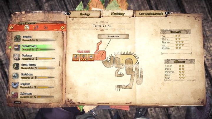 Jeśli chodzi o podatności tego stworzenia jedynym czuły punktem jest - Tzitzi Ya Ku - taktyka, odporność, słabe strony | Monster Hunter World - Monster Hunter World - poradnik do gry