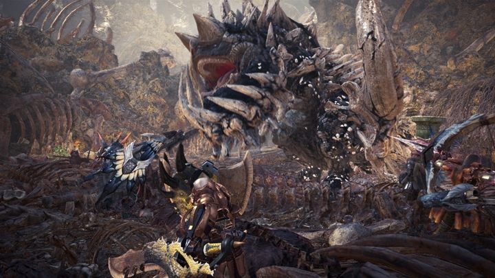 Charakterystyka: Wiwerna zwalista, która żywi się kośćmi z Gnijącej Doliny i robi z nich pancerz - Radobaan - taktyka, odporność, słabe strony | Monster Hunter World - Monster Hunter World - poradnik do gry