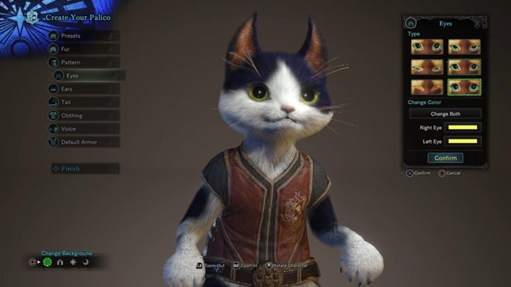 Analogicznie do tworzenia postaci, gra wymaga od ciebie stworzenie kociego towarzysza - Palico - Tworzenie postaci w Monster Hunter World - Monster Hunter World - poradnik do gry