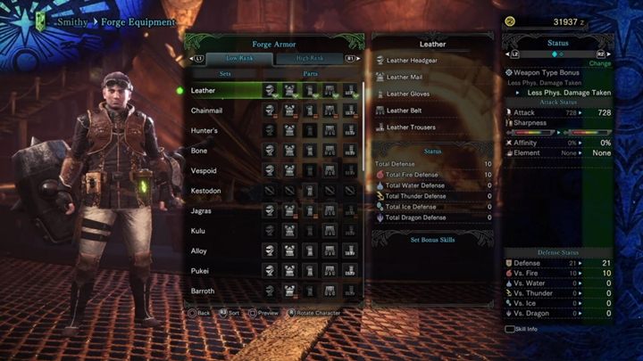 Zbroja skórzana - cechy i odporności - Zbroje niskiego poziomu w Monster Hunter World - Monster Hunter World - poradnik do gry