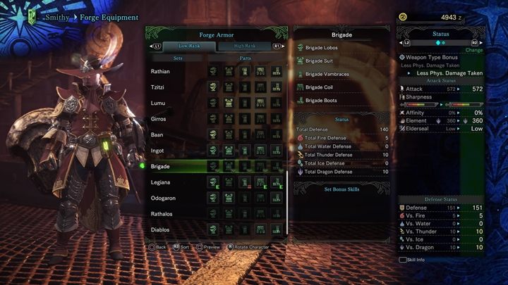 Zbroja Brygady - cechy i odporności - Zbroje niskiego poziomu w Monster Hunter World - Monster Hunter World - poradnik do gry