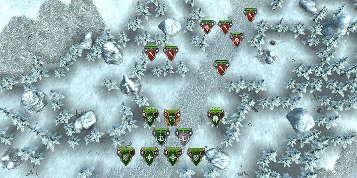 Powolny wymarsz na obóz pozwoli ci wykorzystać siłę Katapult. Zacznij od eliminacji Kawalerii, która jest bardzo mobilna na drodze. - Misja 14 - Unexpected Strike | Kampania Elfów w Hex Commander - Hex Commander - poradnik do gry