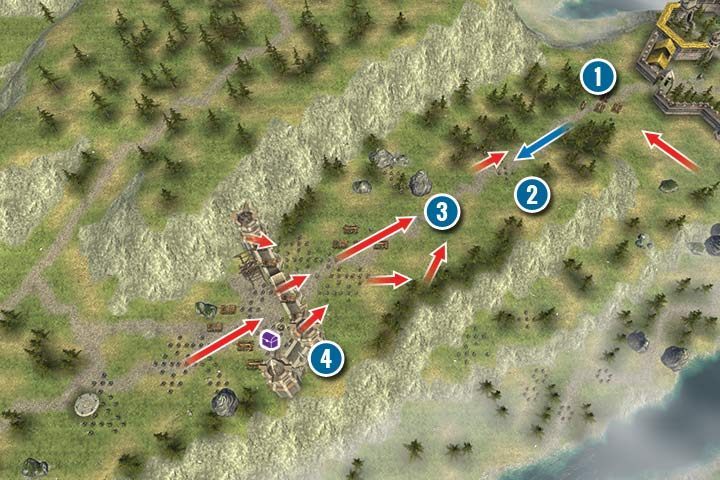 Scenariusz rozpoczynasz tuż przy zamku, w którym broniłeś się w poprzedniej misji - Misja 22 - Wrota Alvina | Kampania w Hex Commander - Hex Commander - poradnik do gry