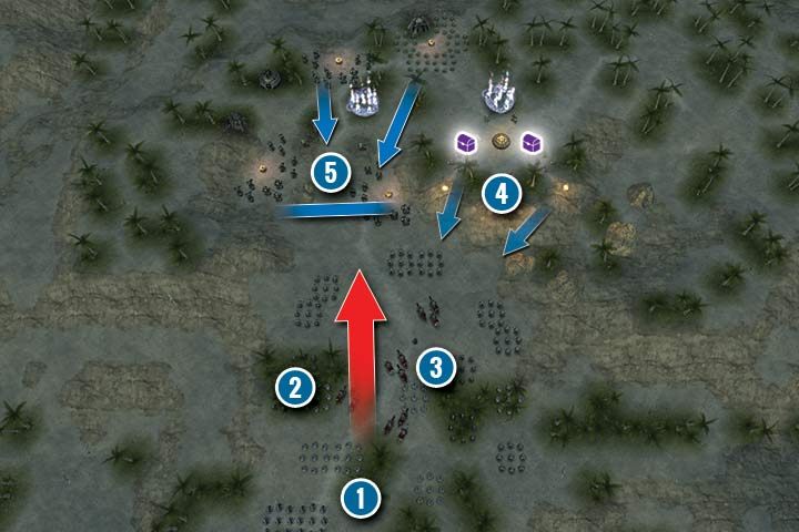 Zostałeś zaskoczony przez wojska wroga, ale twoja armii jest gotowa do walki - Misja 28 - Płomienny Ołtarz | Kampania Zielonoskórych (Orków) w Hex Commander - Hex Commander - poradnik do gry