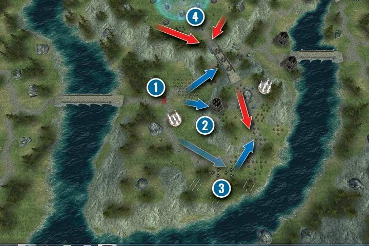 Zanim dotrzesz na bariery chroniącej elfiego bohatera, musisz pokonać zastęp jej obrońców złożonych z różnej maści jednostek - Misja 14 - Wykręcone wzgórza | Kampania Zielonoskórych (Orków) w Hex Commander - Hex Commander - poradnik do gry