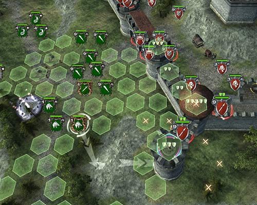 Smok Agni potrafi latać, więc jego ruch ignoruje wiele przeszkód terenowych i nie potrzebuje schodów ani widny, żeby dostać się na mury lub wieże. - Misja 8 - Przekraczanie granicy | Kampania Zielonoskórych (Orków) - Hex Commander - poradnik do gry