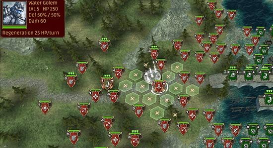 Golem jest ciężkim przeciwnikiem. Zaatakuj go, gdy zyskasz przewagę na polu bitwy i pozbądź go wsparcia oddziałów leczniczych. - Misja 10 - Płycizna | Kampania Zielonoskórych (Orków) w Hex Commander - Hex Commander - poradnik do gry