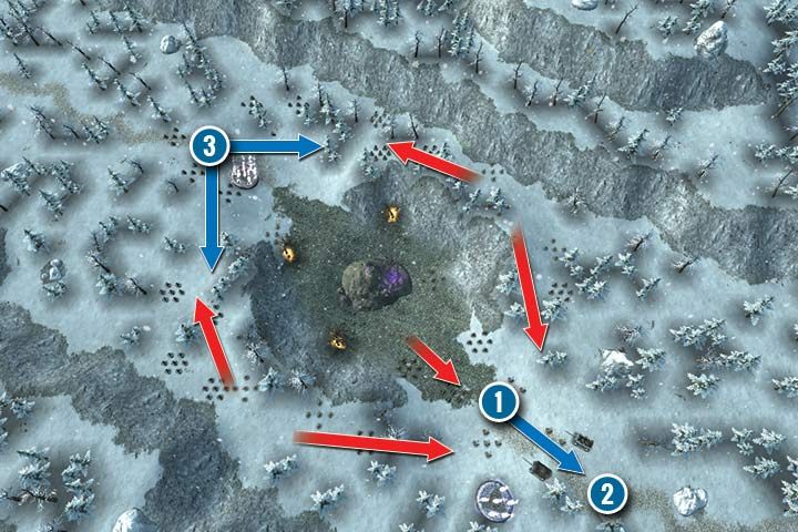 Misję rozpoczynasz na południu z mała grupą żołnierzy oraz Thurvidem (1) - Misja 3 - Płonące Szlaki | Kampania Krasnoludów w Hex Commander - Hex Commander - poradnik do gry