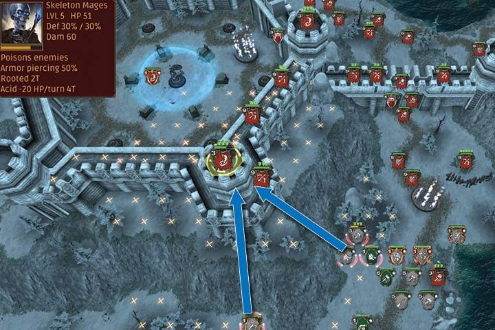 Karric jest niezwykle przydatnym bohaterem. Jego drugi atak świetnie nadaję się do eliminacji wrogów w fortyfikacjach. - Misja 29 - Przed Grobowcem | Kampania Krasnoludów w Hex Commander - Hex Commander - poradnik do gry