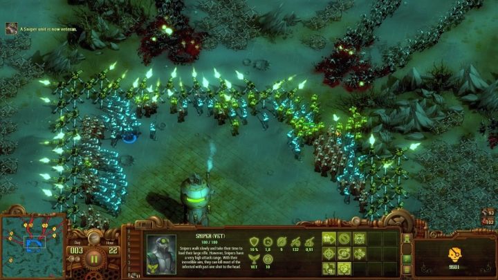 Gdy jednostki zaczną wskakiwać na rangę weterana, obrona stanie się banalnie prosta. - Horda zarażonych #15 | Solucja They Are Billions - They Are Billions - Poradnik Do Gry