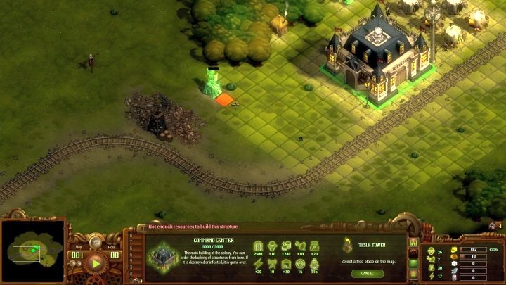 Zacznij od rozbudowy bazy na południowy zachód, w stronę złoża kamieni. - Misja 03 - Łąka Myśliwych | Solucja They Are Billions - They Are Billions - Poradnik Do Gry