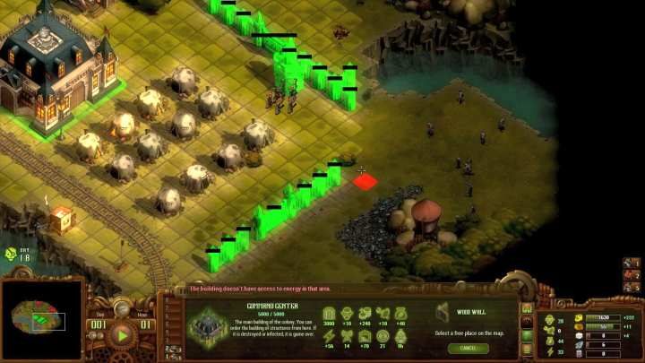 Warto wcześnie otoczyć bazę murem, by uniemożliwić wrogowi swobodny ruch. - Misja 13 - Niziny (The Lowlands) | Solucja They Are Billions - They Are Billions - Poradnik Do Gry
