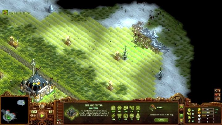 Złoże kamieni ulokowane jest na północny wschód od miejsca startowego. - Misja 10 - Terytorium Olbrzyma | Solucja They Are Billions - They Are Billions - Poradnik Do Gry