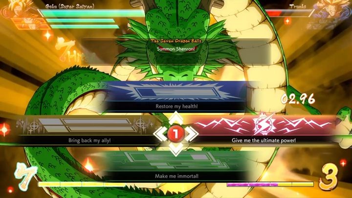 Gdy uda ci się spełnić wszystkie warunki, zjawi się Shenron i spełni jedno z czterech poniższych życzeń - Jak zebrać smocze kule w czasie walki w Dragon Ball FighterZ? - Dragon Ball FighterZ - poradnik do gry
