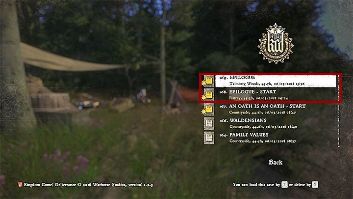 Oba stany gry powinny być widoczne na liście po wybraniu stosownej opcji z menu głównego gry - pokazuje je powyższy obrazek - Kingdom Come: Czy można grać po skończeniu głównej fabuły? - Kingdom Come Deliverance - poradnik do gry