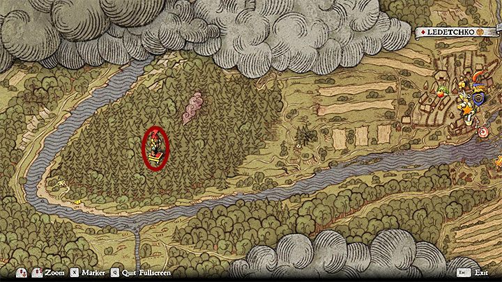 Na poszukiwania skarbu musisz wyruszyć na zachód od wioski Ledeczko (centralna część mapy świata) - Skarb XI - Mapy skarbów w Kingdom Come - Kingdom Come Deliverance - poradnik do gry