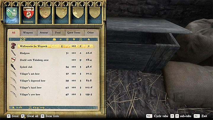 Henryk musi ukraść 5 płaszczy wojskowych (waffenrock) z zamku w Talmberku - Rataje | Zajęcia w Kingdom Come - Kingdom Come Deliverance - poradnik do gry