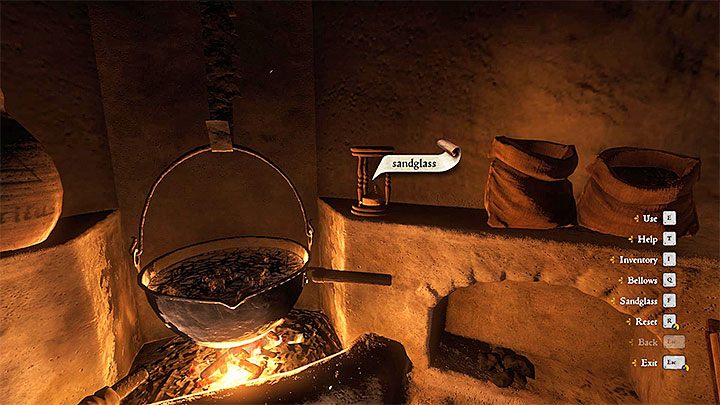 Krok 5 - Odszukaj klepsydrę po prawej stronie i wejdź z nią w interakcję żeby ją odwrócić - Zaraza - wyleczenie mieszkańców Merchojedów | Zadania poboczne w Kingdom Come - Kingdom Come Deliverance - poradnik do gry