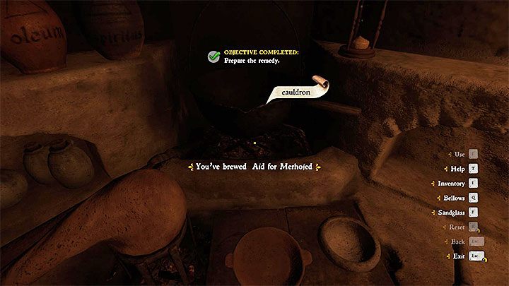 Jeśli nie popełniłeś żadnych poważnych błędów to quest powinien zaktualizować się i powinieneś otrzymać informację o przygotowaniu mikstury dla Merchojedów (Aid for Merhojed) - pokazuje to obrazek - Zaraza - wyleczenie mieszkańców Merchojedów | Zadania poboczne w Kingdom Come - Kingdom Come Deliverance - poradnik do gry