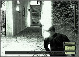 Gdy nasz strażnik będzie wracał, musisz poczekać aż drugi, patrolujący długą i oświetloną uliczkę podejdzie dalej - Etap 2 (3) | Police Station | Tom Clancys Splinter Cell - Tom Clancys Splinter Cell - poradnik do gry