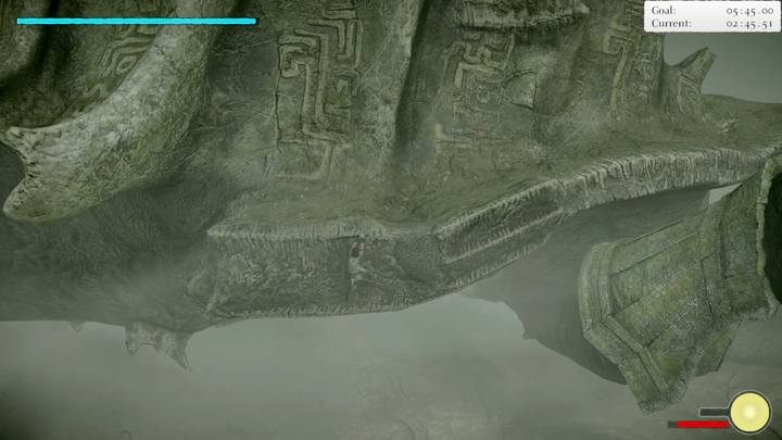 Trzymaj się krawędzi skorupy, by nie upaść, gdy boss się podniesie - Kolos 9 - Basaran | Solucja Shadow of the Colossus - Shadow of the Colossus - poradnik do gry
