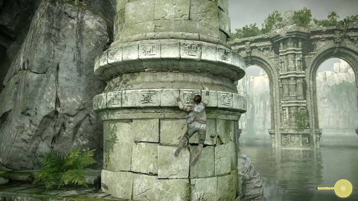 Na końcu ścieżki musisz przejść za wodospad i płynąć pod prąd - Kolos 12 - Pelagia | Solucja Shadow of the Colossus - Shadow of the Colossus - poradnik do gry