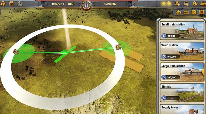 Większe stację mają większy zasięg pobierania surowców z okolicznych interesów. Dzięki temu mniej wydasz na tory, a twoje pociągi nie muszą zajeżdżać do dwóch oddzielnych stacji. - Railway Empire: Jak zarabiać? - Railway Empire - poradnik do gry