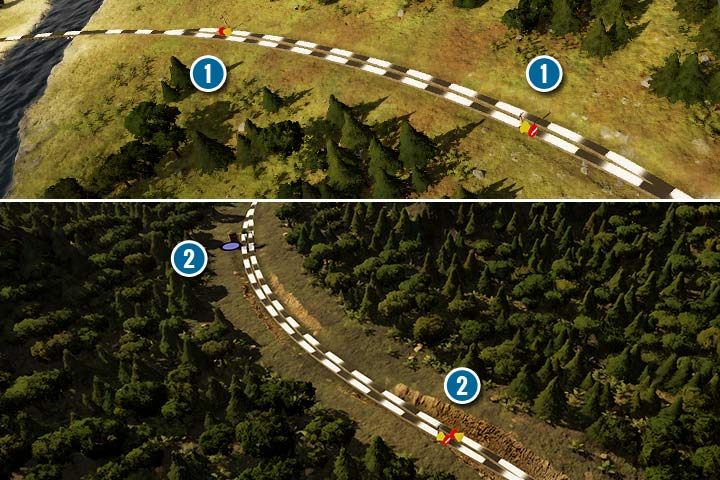 Przy klasycznej bocznicy ustaw semafory jednokierunkowym tylko pod koniec każdego wjazdu (1). Jeśli zdecydujesz się użyć wieży zaopatrzeniowej, możesz ustawić ją na początku, ale w drugiej części musisz ustawić po jednym semaforze jednokierunkowym na obu torach (2). - Railway Empire: Sygnalizacja, sygnalizatory i semafory - Railway Empire - poradnik do gry