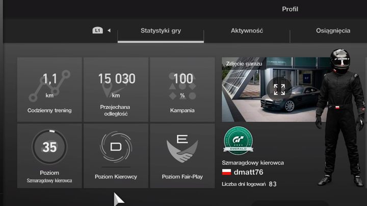 Pod rangą kierowcy widać pasek postępu do kolejnego poziomu. - Ranga kierowcy w Gran Turismo Sport - Gran Turismo Sport - poradnik do gry