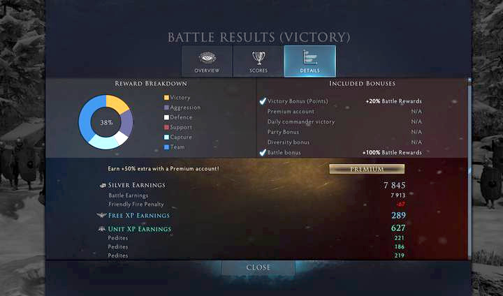 Po ukończonej bitwie możesz przejść do szczegółowego podsumowania swoich osiągnięć - Doświadczenie i awans w Total War Arena - Total War Arena - poradnik do gry