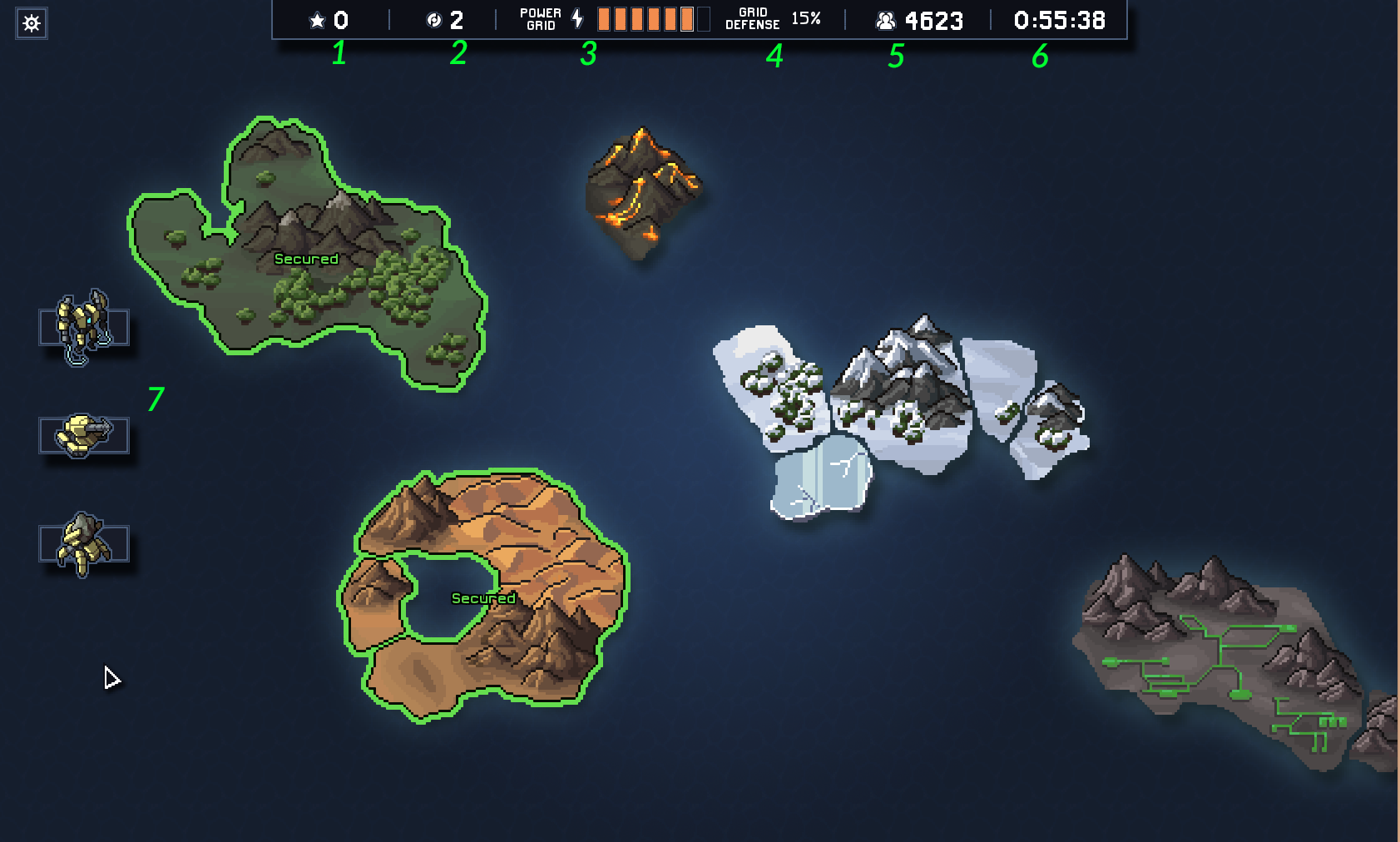 W tym miejscu znajdziesz informacji o ilości zgromadzonej reputacji (Corporate Reputation) - Into the Breach: Interfejs - mapa główna - Into The Breach - poradnik do gry