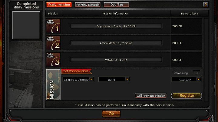 Gracz otrzymuje codziennie trzy losowo wygenerowane misje specjalne i jedną dodatkową, którą może spersonalizować - Misje specjalne w CrossFire | Rozgrywka - CrossFire - poradnik do gry