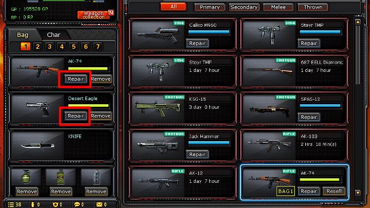 Gdy zaczniesz korzystać z nowej broni będzie ona powoli tracić swoją celność, dlatego bardzo ważne jest, aby wyrobić w sobie nawyk ciągłego jej naprawiania - Ekwipunek w CrossFire | Opis broni i ekwipunku - CrossFire - poradnik do gry