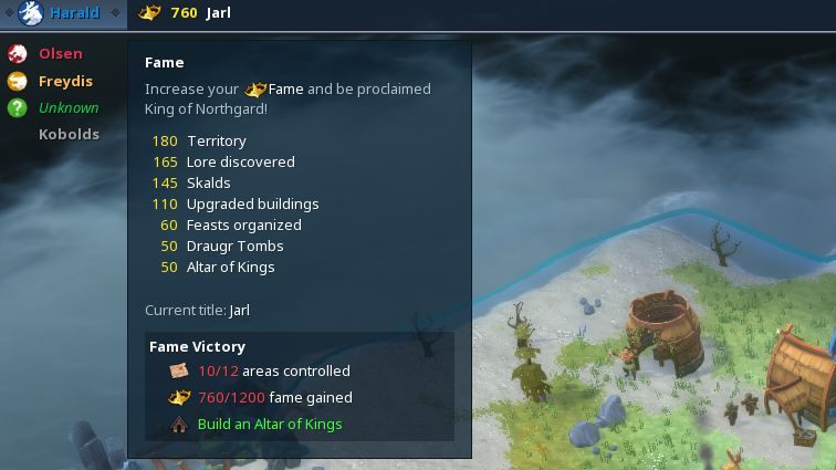 Lista punktów sławy przyznanych w trakcie rozgrywki. - Northgard - Sława | Mechanika gry - Northgard - poradnik do gry