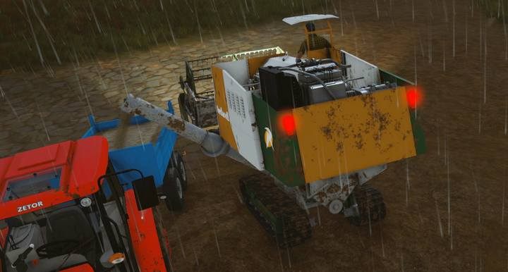 Kombajn opróżnisz tylko do małej naczepki, z powodu krótkiej rury - Zwiedzanie Japonii, solucja Pure Farming 2018 - Pure Farming 2018 - poradnik do gry