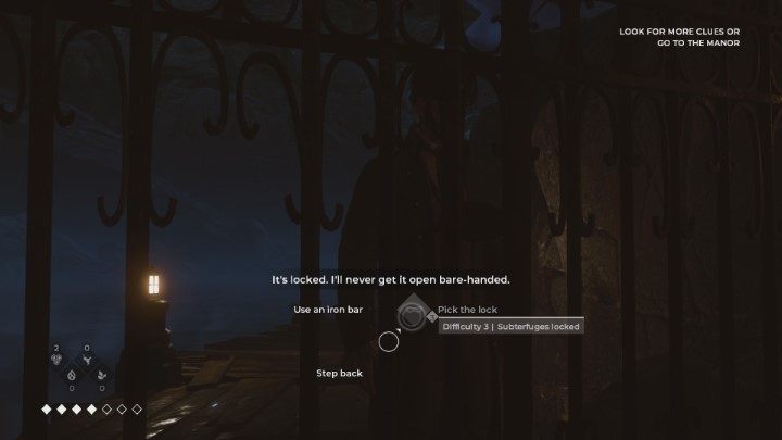 Po podejściu do bramy ujrzysz powyższe opcje - Rozdział 1 Off the coast of England - Epizod 1 The Mad Ones - Solucja - The Council - poradnik do gry