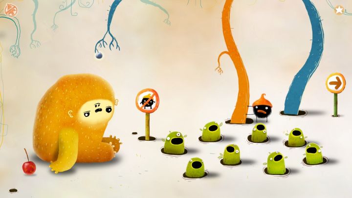 By przejść dalej, musisz zatrząść pomarańczowym korzeniem. - Część 3 | Opis przejścia Chuchel - Chuchel - poradnik do gry