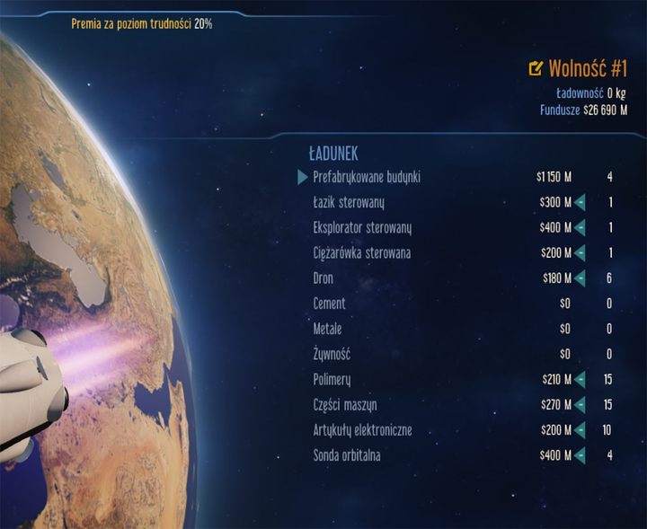 Biorąc pod uwagę fakt, że nie wszyscy sponsorzy oferują powiększoną ładowność, musisz dokładnie zaplanować, co będzie Ci potrzebne - Ustalenie ładunku w Surviving Mars | Rozgrywka - Surviving Mars - poradnik do gry