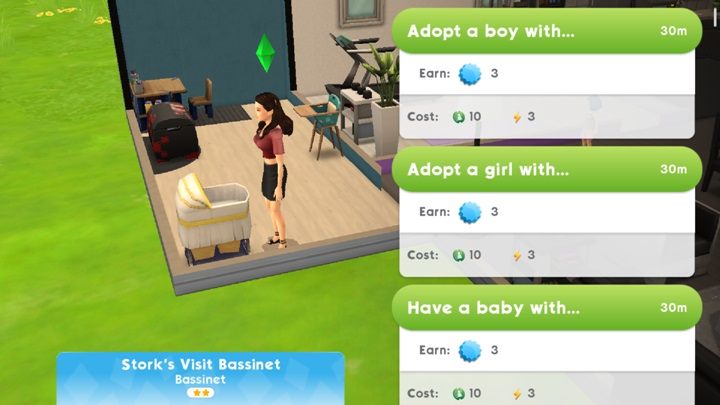 Aby zaadoptować dziecko lub je spłodzić musisz mieć 3 poziom relacji romantycznych z innym simem oraz 11 poziom doświadczenia - Jak mieć dziecko w The Sims Mobile? - The Sims Mobile - poradnik do gry