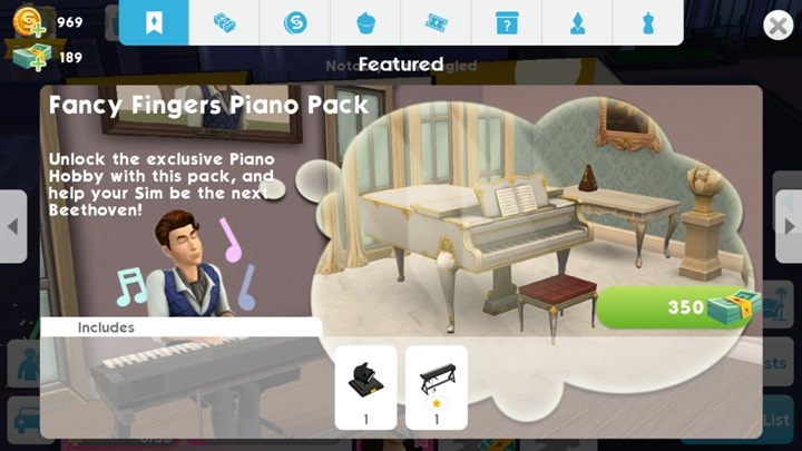 Pakiet Zwinne dłonie zawiera pianino i reflektor - Jak odblokować pianino w The Sims Mobile? - The Sims Mobile - poradnik do gry