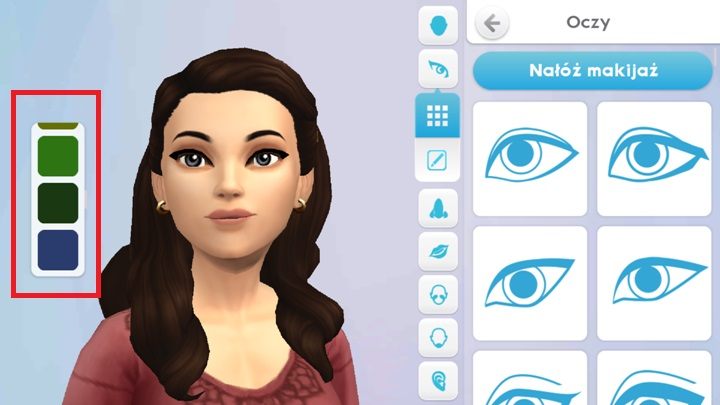 Kolor oczu można wybrać w trakcie zmiany tej części ciała - Głowa | Tworzenie Sima i jego rozwój w The Sims Mobile - The Sims Mobile - poradnik do gry