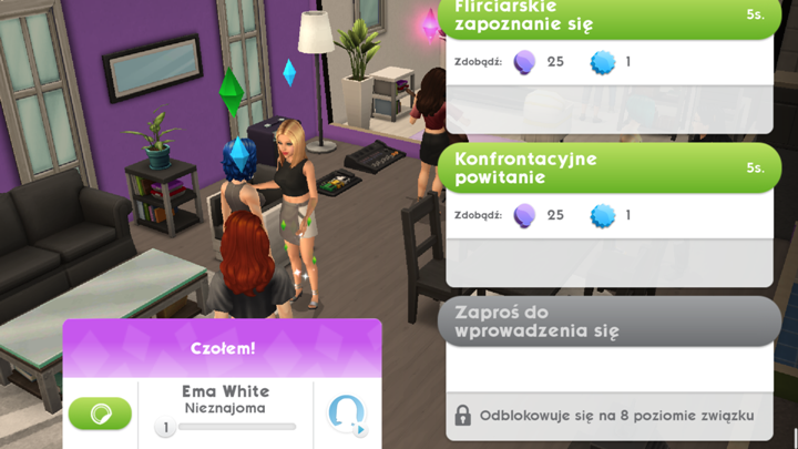 Jeśli jednak chcesz, aby jakiś sim zamieszkał z twoim wychowankiem wystarczy, że zaprosisz go do wspólnego mieszkania - Przeprowadzka w The Sims Mobile | Żywot Sima - The Sims Mobile - poradnik do gry