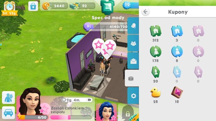 W grze The Sims Mobile jest 10 podstawowych rodzajów kuponów - Kupony w The Sims Mobile | Rodzaje walut i kupony - The Sims Mobile - poradnik do gry