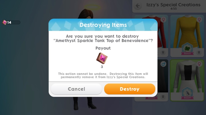 W teraźniejszej wersji The Sims Mobile w trakcie całej rozgrywki możesz mieć tylko 35 ubrań przygotowanych przez Izzyego - Butik Izzyego w The Sims Mobile | Styl - The Sims Mobile - poradnik do gry