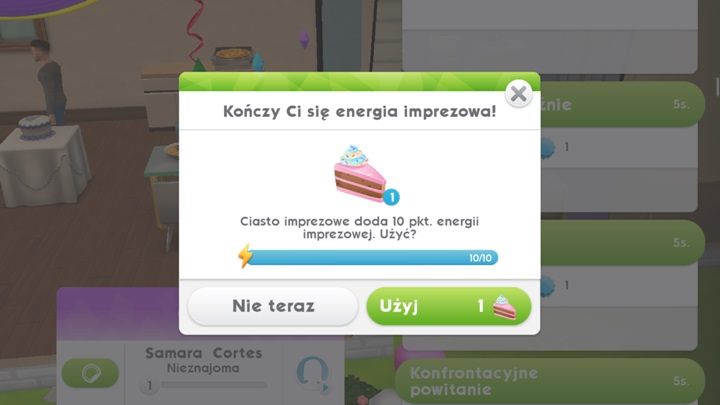 Będąc na czyjejś imprezie masz tylko 10 punktów energii - Imprezy w The Sims Mobile | Misje, wydarzenia, kariera i hobby - The Sims Mobile - poradnik do gry